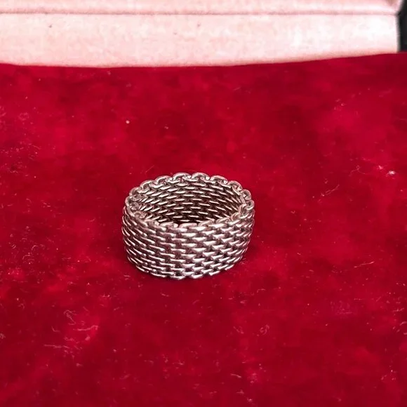 Tiffany & Co Somerset Mesh Ring Sterling Silver 925 – Size 6 Authentic - Picture 3 of 9